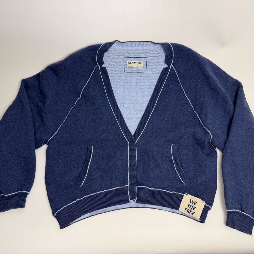 We The Free Light Blue Textured Cardigan